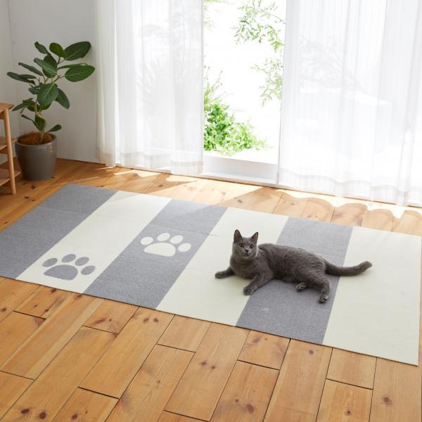 サンコー ペットマット 滑り止め ピタッと吸着タイルマット 肉球セット
