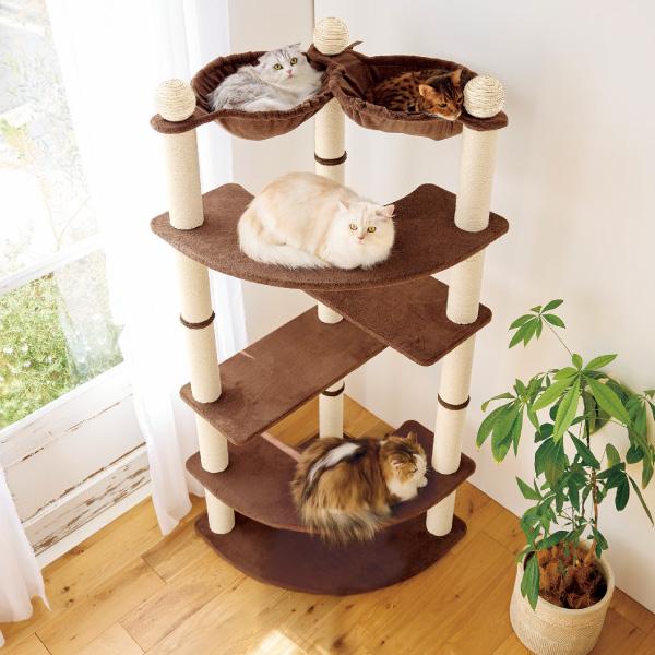 多頭用大きなダブルハンモックタワー 本体 大型猫用 大型 多頭用 多頭