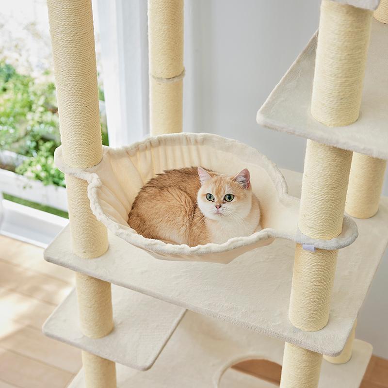 新品　キャットタワー　ベージュ　猫用品　高さ171cm 多機能　ペット用品 大きな天井ベッドのハイタワー 本体高さ171cm 据え置き型 多頭飼い