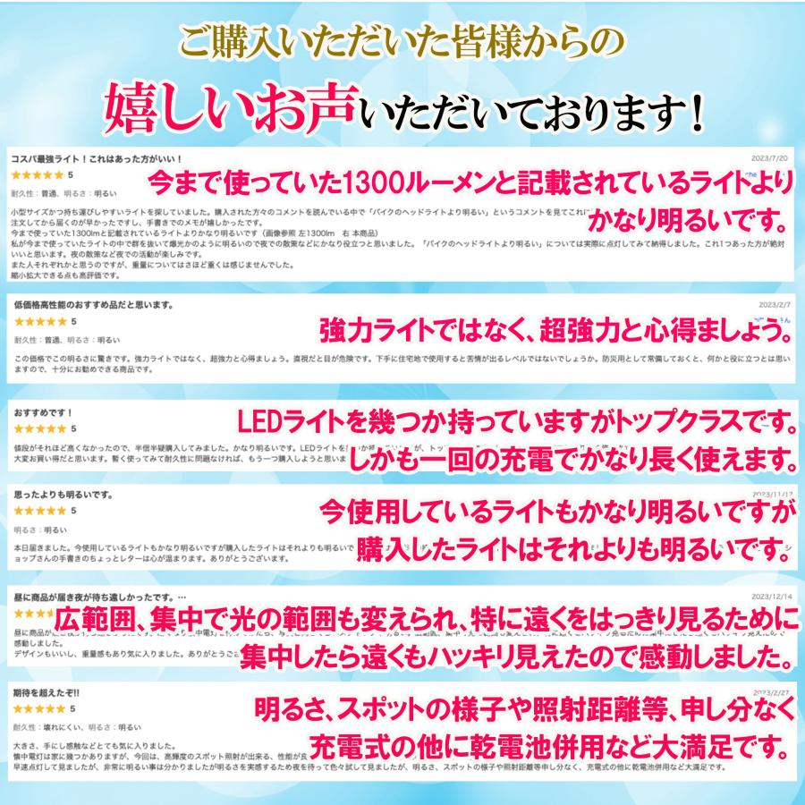 懐中電灯 led 強力 充電式 ライト 父の日 軍用 usb ケース付き 防災グッズ 電池式 小型 強力 18650 最強 防水 防災 災害 ハンディライト キャンプ用品 |  | 01