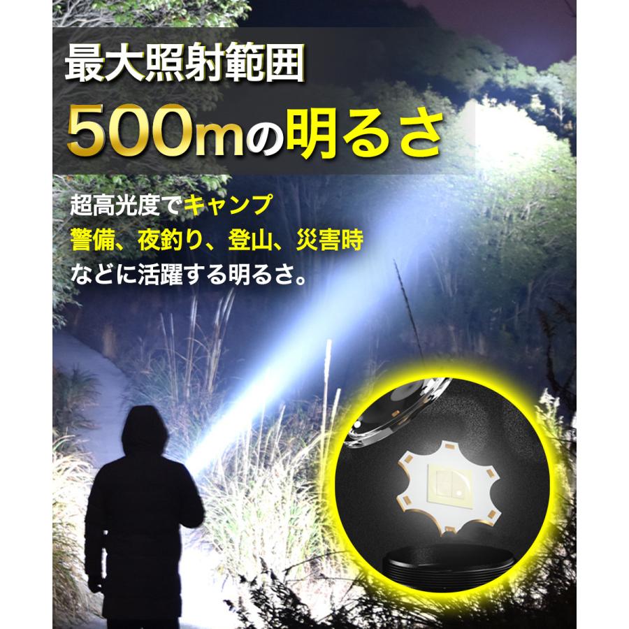 懐中電灯 led 強力 充電式 ライト 父の日 軍用 usb ケース付き 防災グッズ 電池式 小型 強力 18650 最強 防水 防災 災害 ハンディライト キャンプ用品 |  | 03