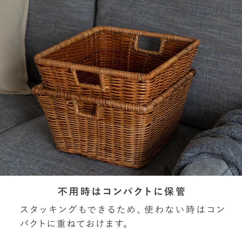 予約販売(2月下旬出荷予定) 天然素材ラタンバスケット（S） 幅35×奥30