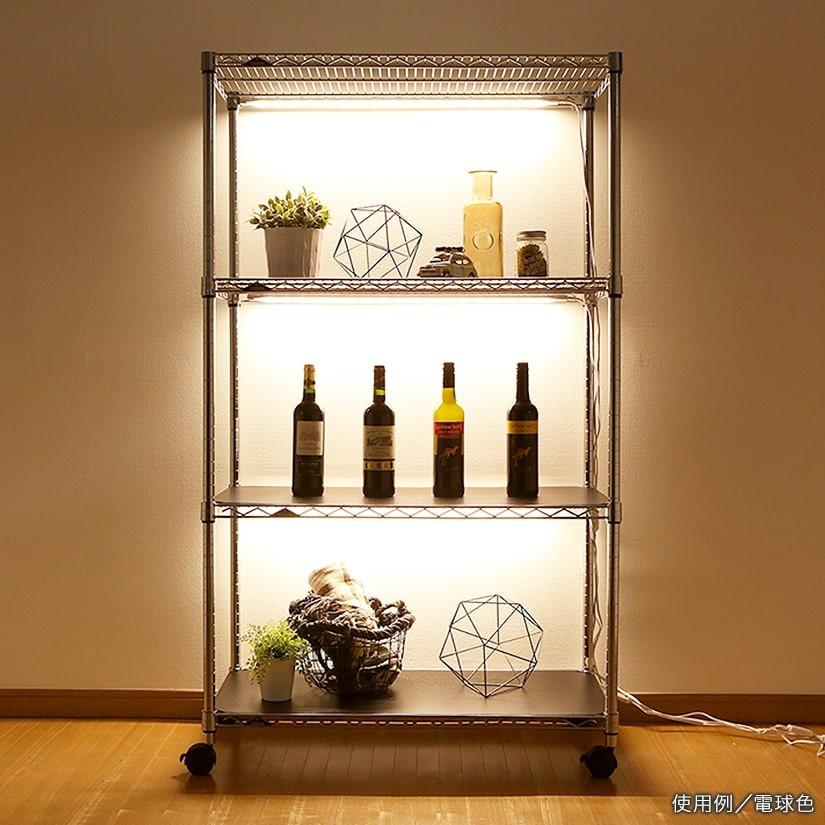 LEDライトレール付きスチールラック 3段 グレー led120r-n_lp1.jpg