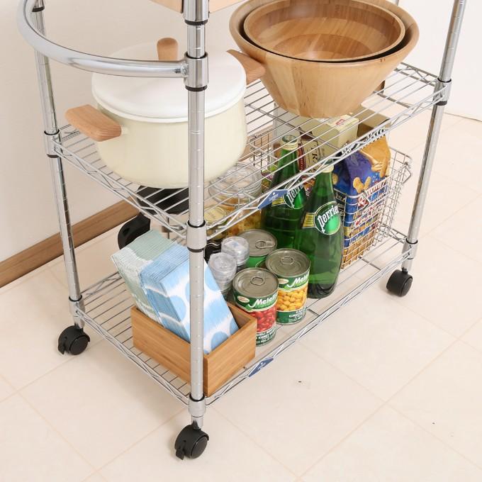 ステンレス 3段 キッチンワゴン ラック キャスタースムーズ ステンレスワゴン キャスター付き 組み立て式 ラック 3段 収納 スリム