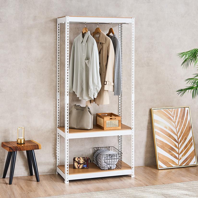 メタル＆ウッドラック METAL＆WOOD RACK ハンガー 3段 幅81×奥41×高さ