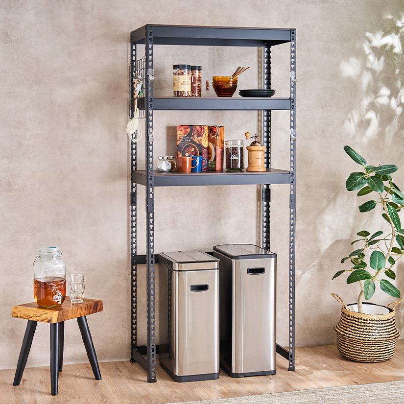 メタル＆ウッドラック METAL＆WOOD RACK 3段(幅81×奥行41×高さ180) 白
