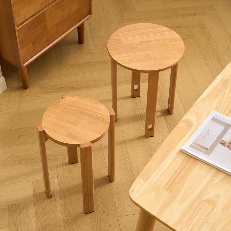 天然木 サイドテーブル スツール 4脚 セット 完成品 スタッキング