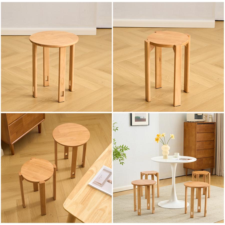 天然木 サイドテーブル スツール 4脚 セット 完成品 スタッキングチェア 天然木 サイドテーブル スツール 4脚 セット 完成品