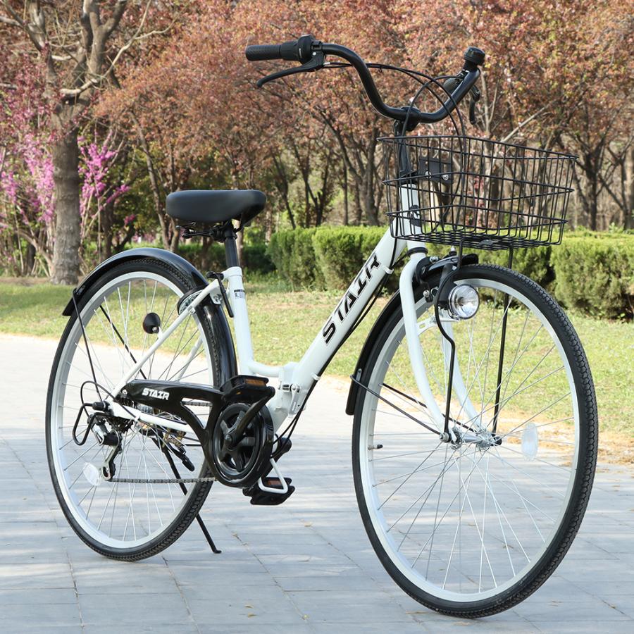 折りたたみシティサイクル 折りたたみ自転車 シマノ製6段変速 26インチ