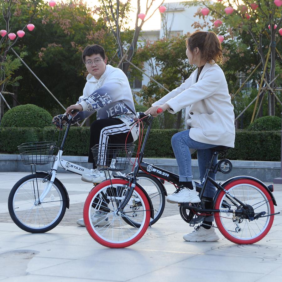 折りたたみ自転車 20インチ シマノ 6段変速 ミニベロ フロント ライト  