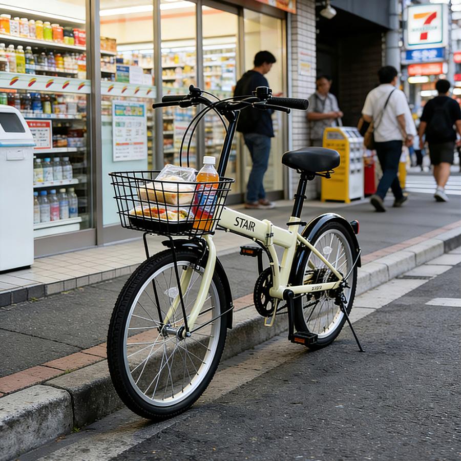 折りたたみ自転車 20インチ シマノ 6段変速 ミニベロ フロント 鍵 カゴ