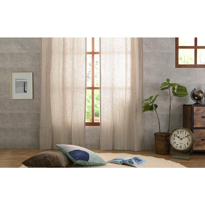 美品　ニトリ　オリオン　ダークブラウン ストライプ ドレープ　オーダーカーテン お好みサイズカーテン PK001 ブラウン(幅201-300/丈90-170cm