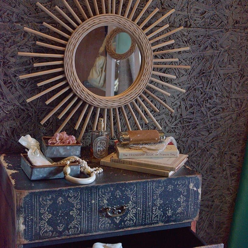 手作り ラタンミラー 手編み ハンドメイド サンミラー