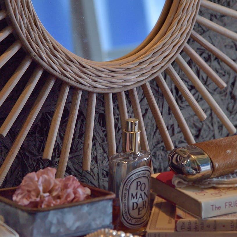 手作り ラタンミラー 手編み ハンドメイド サンミラー