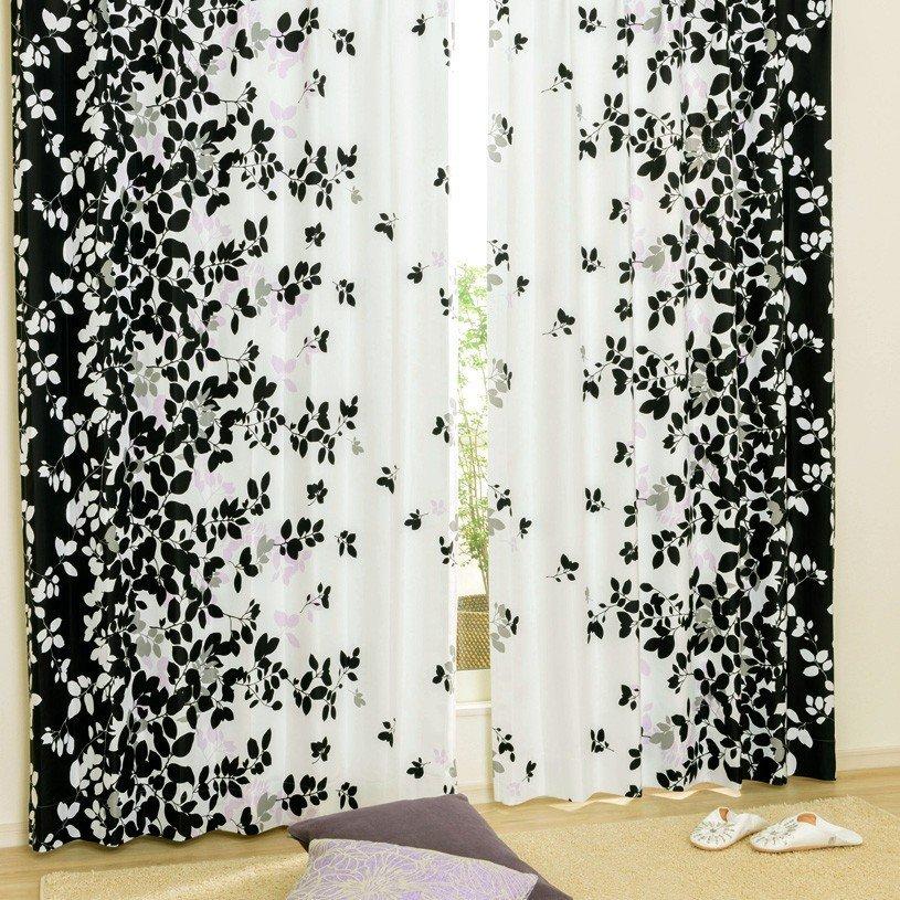 1cm刻み カーテン 黒 おしゃれ 植物 2枚組 ツタ 遮光 リエール ブラック 1 5倍ヒダ Cl 0016 2h パーフェクトスペース カーテン館 通販 Yahoo ショッピング