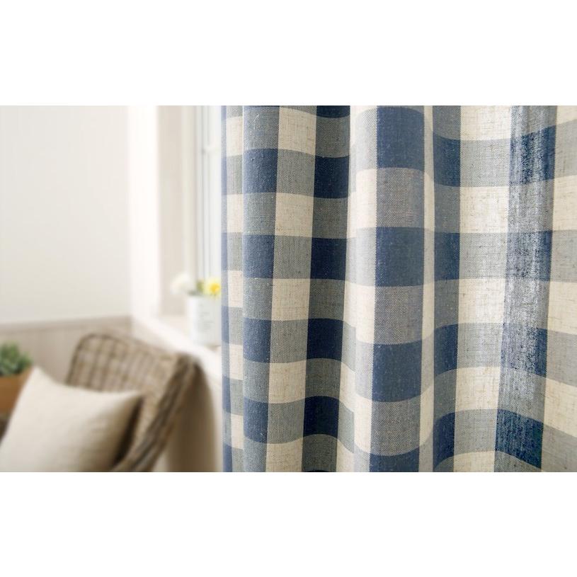カーテン 送料無料 茶色 ギンガムチェック フルリー ベージュ ブラウン