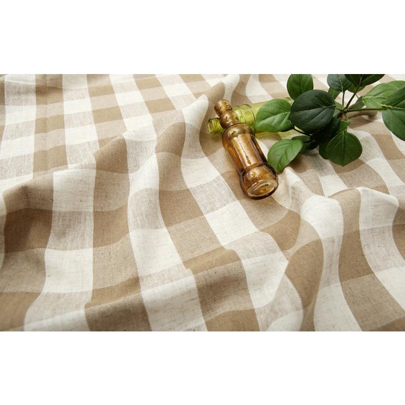 カーテン 送料無料 茶色 ギンガムチェック フルリー ベージュ ブラウン