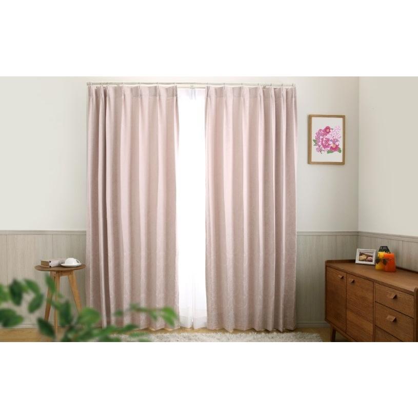 カーテン 遮光 オーダー 2級遮光 洗濯可能 遮熱 ピンク 天然素材
