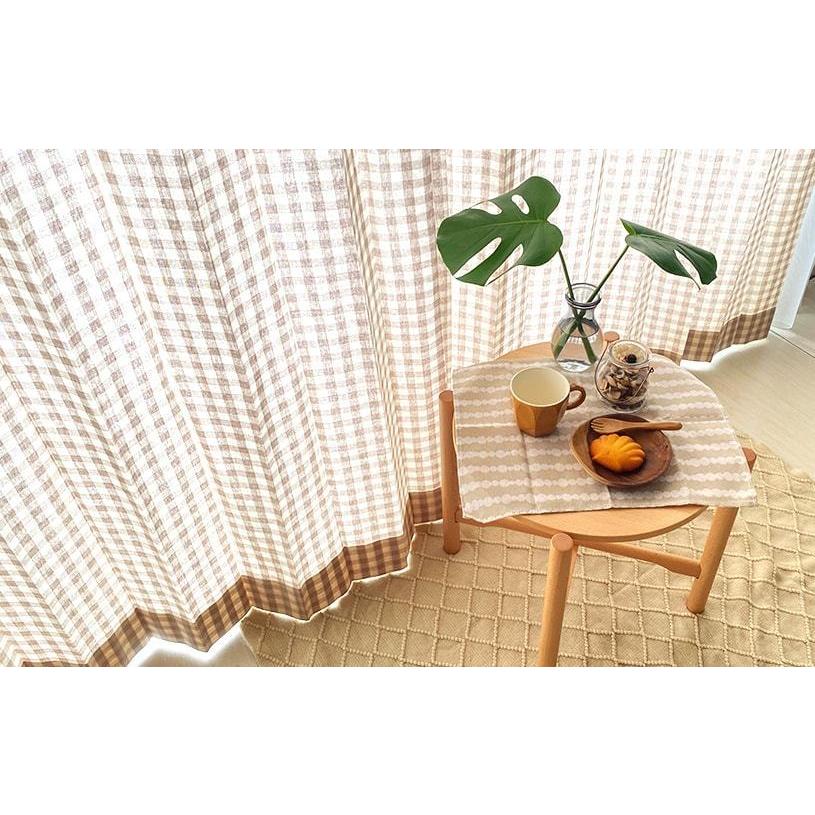 1cm刻み カーテン おしゃれ かわいい チェック ギンガム カフェ 韓国 シュシュ ベージュ 1 5倍ヒダ Cl 0143 Ki 2h パーフェクトスペース カーテン館 通販 Yahoo ショッピング