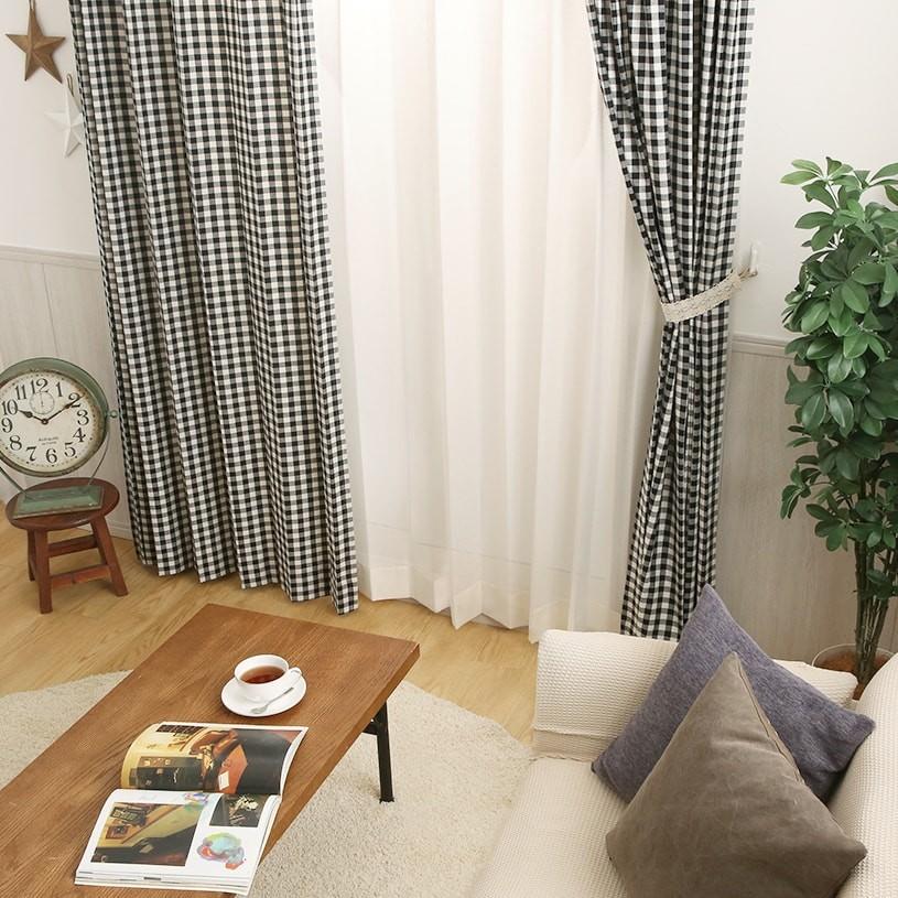 1cm刻み カーテン 黒 おしゃれ チェック カントリー シュシュ ブラック 1 5倍ヒダ Cl 0144 2h パーフェクトスペース カーテン館 通販 Yahoo ショッピング