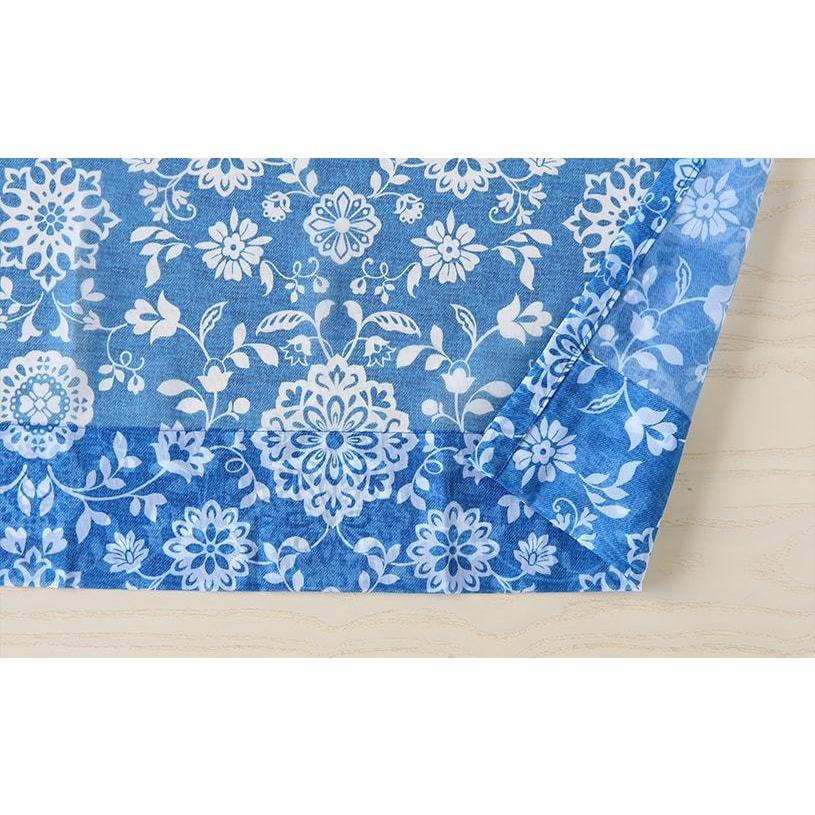 レースカーテン オーダー 洗濯可能 ブルー モロッカン オーダー