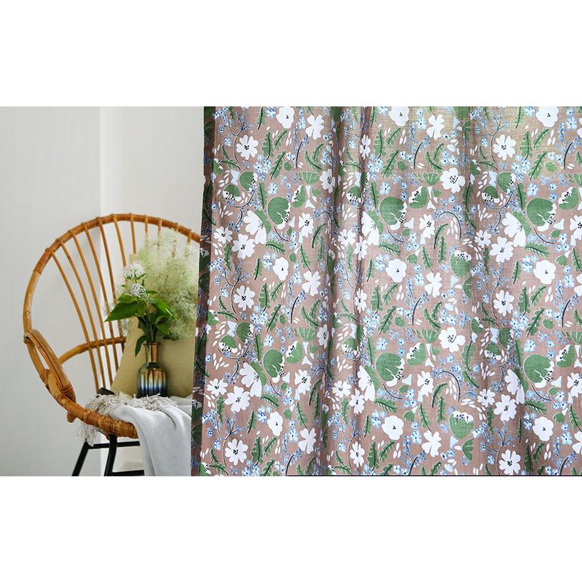アウトレット カーテン 遮光 オーダー 非遮光 コットン 花柄 天然素材 オーダーカーテン  ヒダなし(フラット) フラフィ 最短・翌日出荷 | パーフェクトスペース | 09