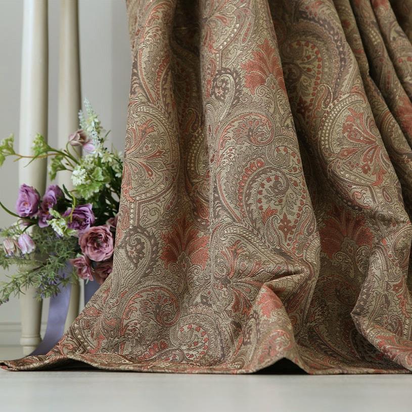 カーテン 遮光 オーダー 2級遮光 洗濯可能 遮熱 レッド 天然素材