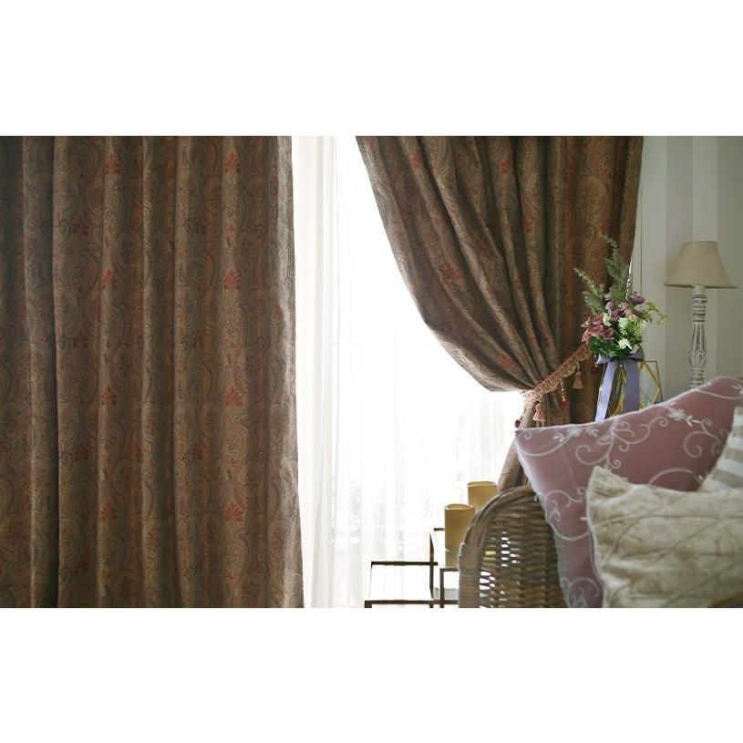 カーテン 遮光 オーダー 2級遮光 洗濯可能 遮熱 レッド 天然素材