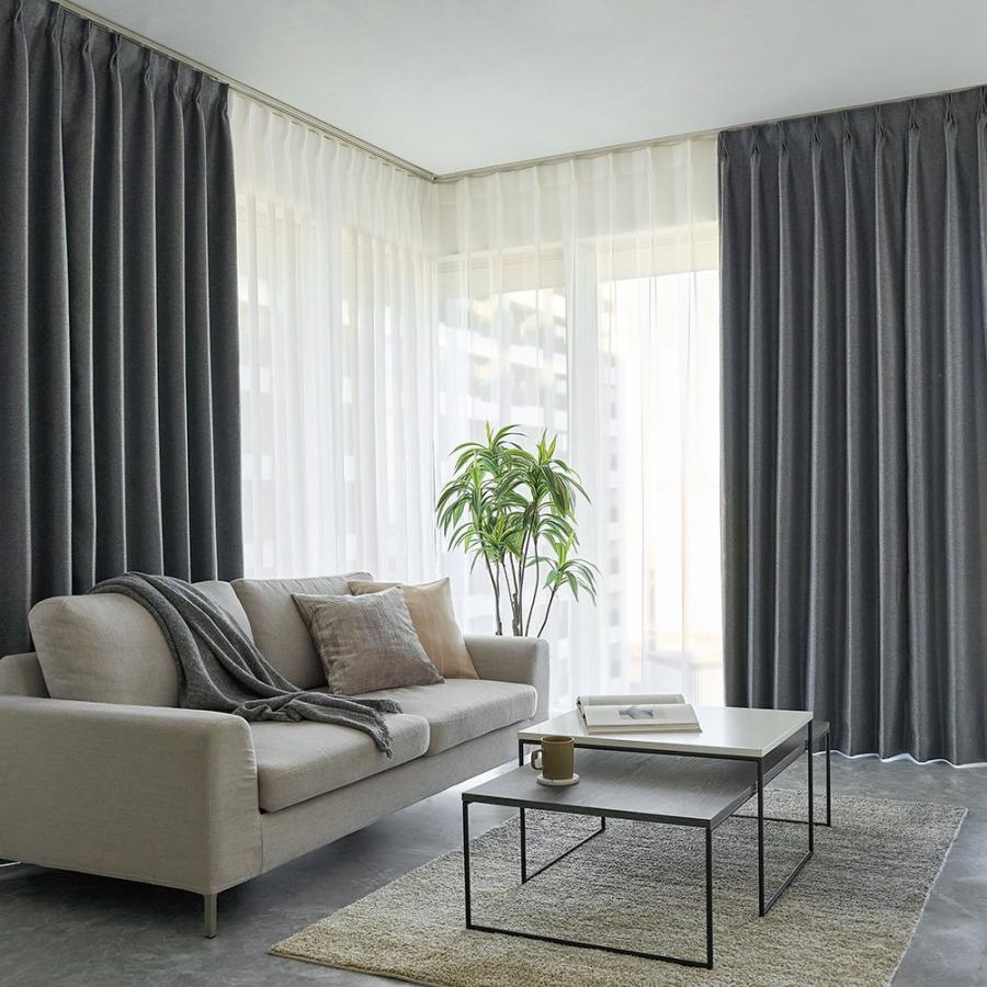 カーテン 1級遮光 遮熱 保温 遮像 レース UVカット 無地 グレー