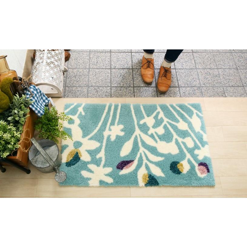 スミノエ ラグ マット 玄関マットデザインライフ クッカ マット ブルー