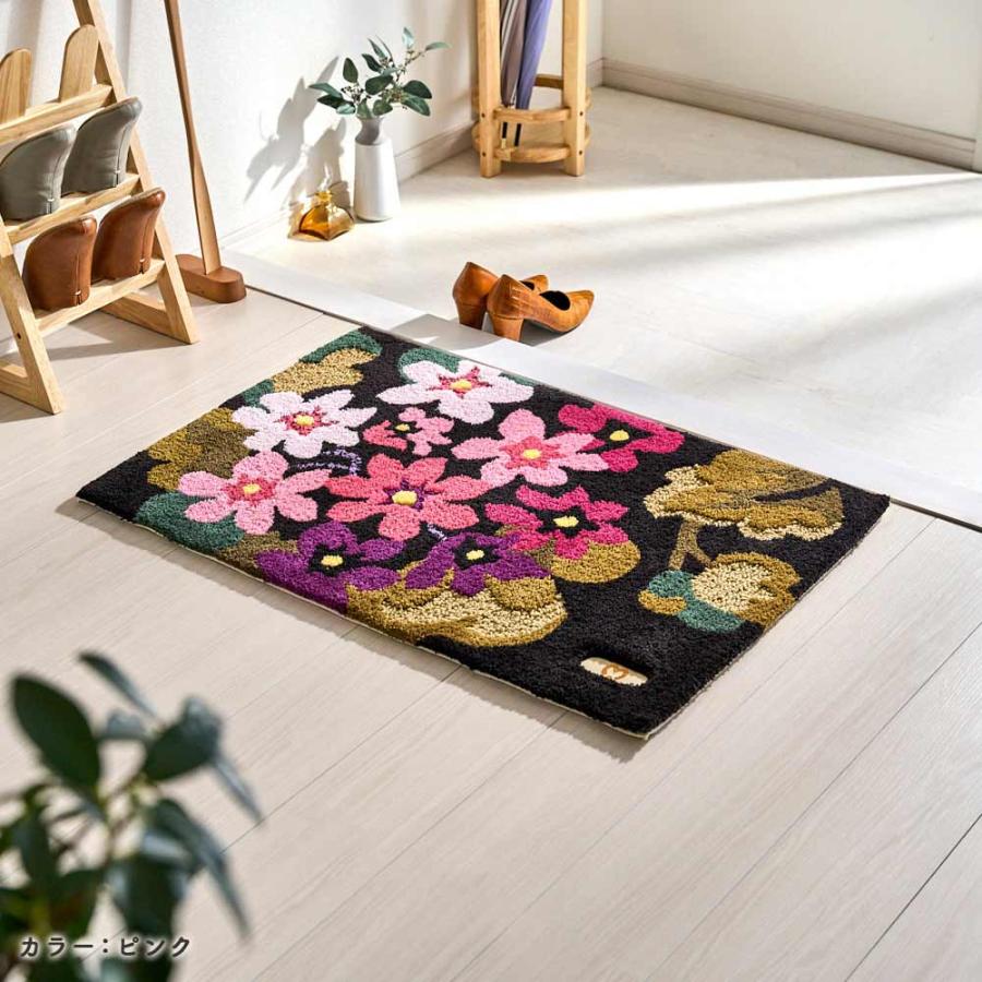 玄関マット 室内 60×90 屋内 おしゃれ エレガント 滑り止め 洗える 花