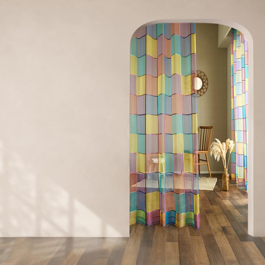 レースカーテン＜エスニックデザイン/テラコッタ(パーフェクトスペース)＞ レースカーテン＜エスニックデザイン/テラコッタ(パーフェクト