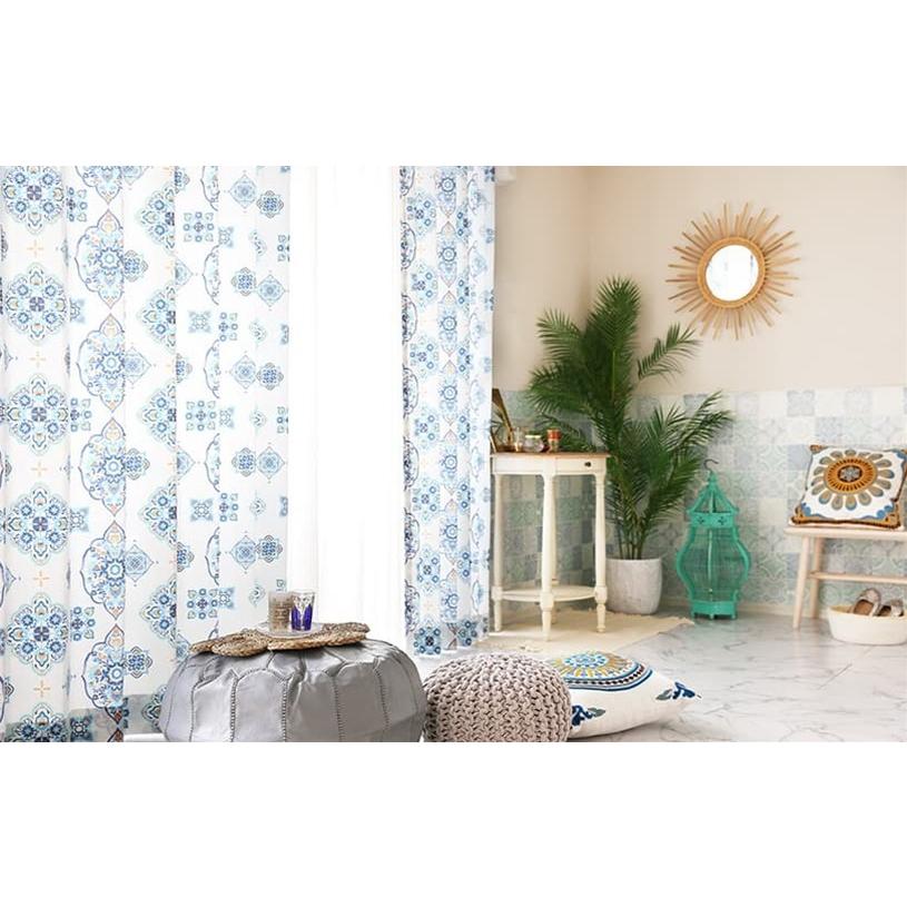 新品カーテン135丈　チャールベリー水色 LIFELEX 遮光＋遮熱4枚組カーテン 約幅100×丈110cm レース丈約