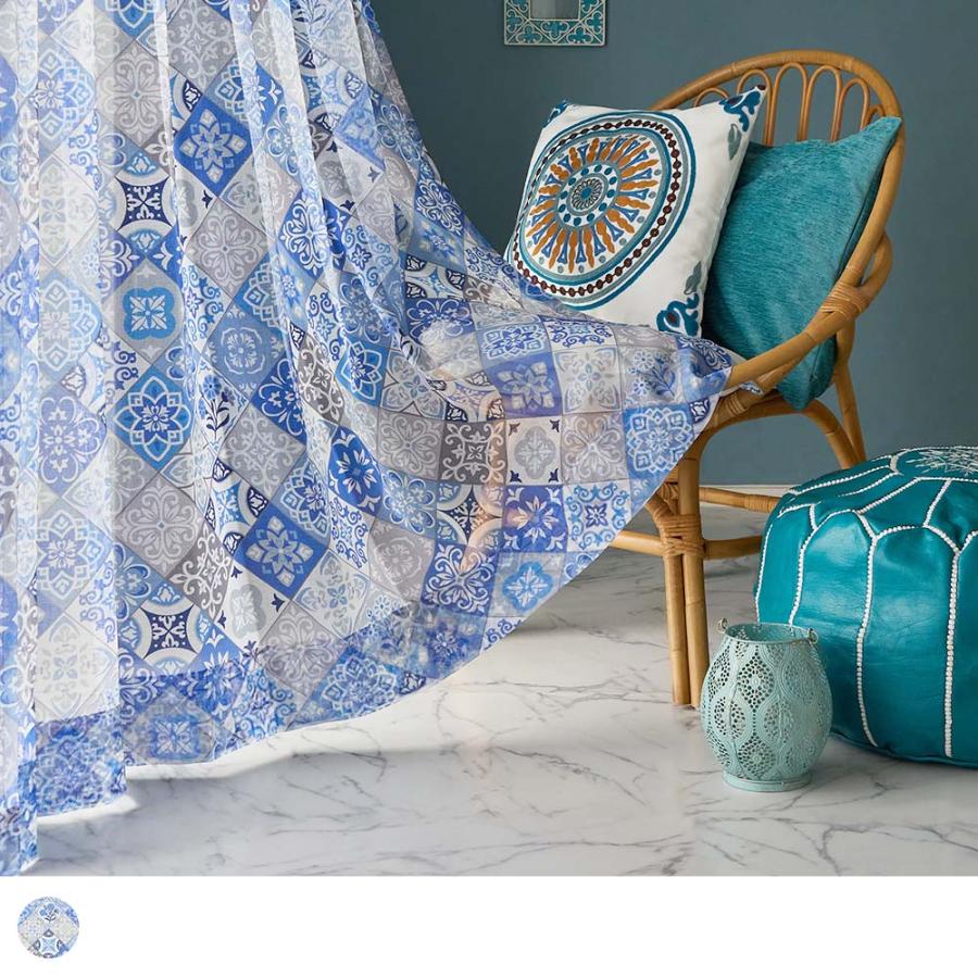 レースカーテン 送料無料 1cm刻み かわいい モロッカン おしゃれ チュニス 青 ブルー 1 5倍ヒダ Unr 00 Eo パーフェクトスペース カーテン館 通販 Yahoo ショッピング