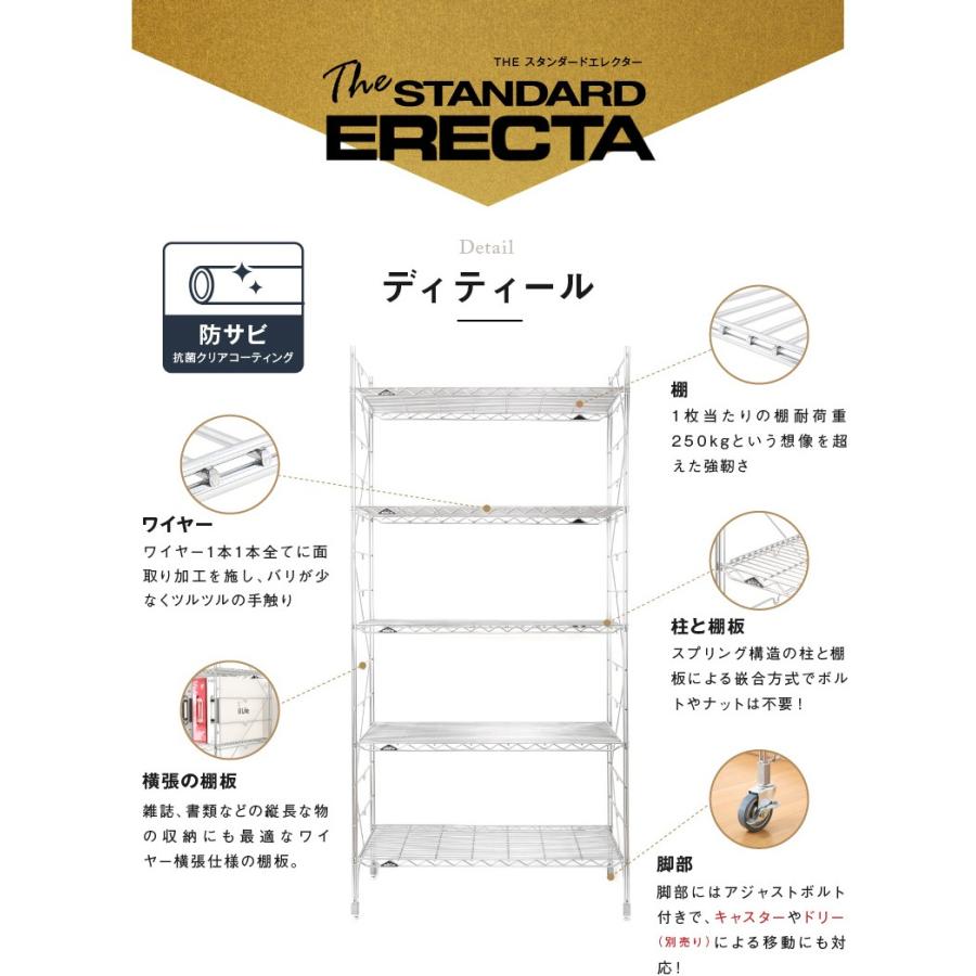 エレクター エレクターシェルフ ファーストシリーズ 幅105 奥行60 高さ185 6段 ERECTA シルバー スチールラック 什器 厨房 収納ラック L1070L18306｜perfect-space｜16