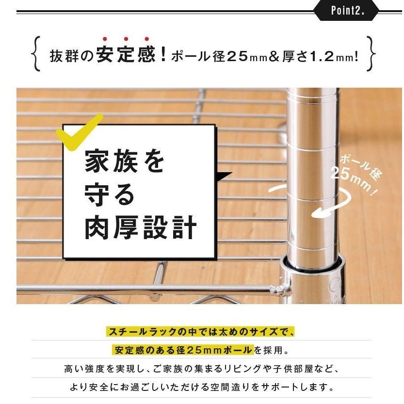 スチールラック 業務用 幅120 奥行46 5段 突っ張りラック 棚 アルミ 25mm ルミナス スリム MH1218-5T｜perfect-space｜12