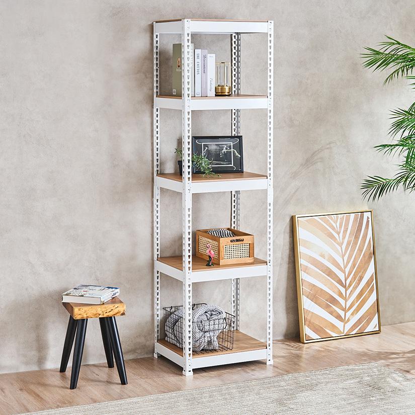 メタル＆ウッドラック METAL＆WOOD RACK 5段(幅51×奥行41×高さ180) 白