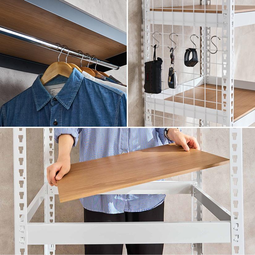 メタル＆ウッドラック METAL＆WOOD RACK 5段(幅81×奥行41×高さ180) 白