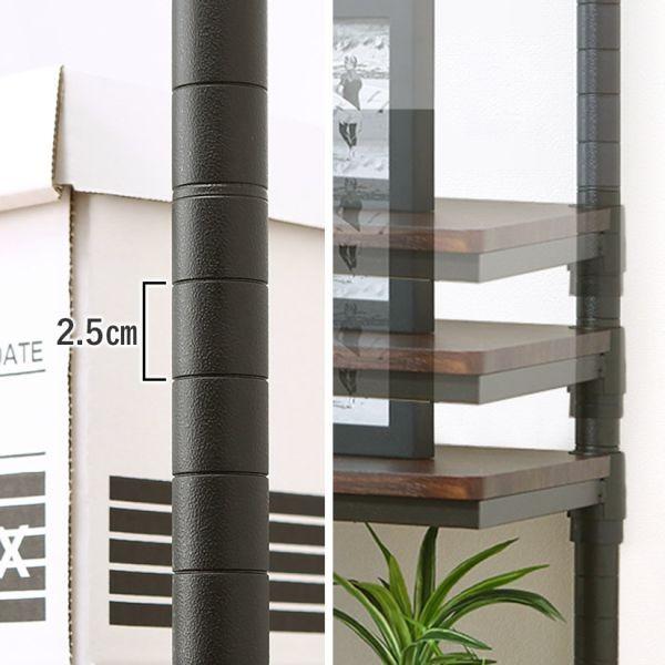 幅80cm 突っ張りテンションラック　壁面収納　ウォールラック Luminous ルミナス スチールラック ノワール 黒 ラック 幅85 高さ220