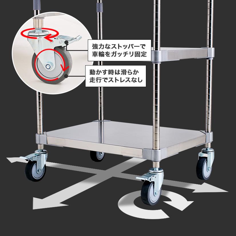 PROFACE プロフェイス SUS304ステンレス ハンドル付きワゴン 幅76 奥行