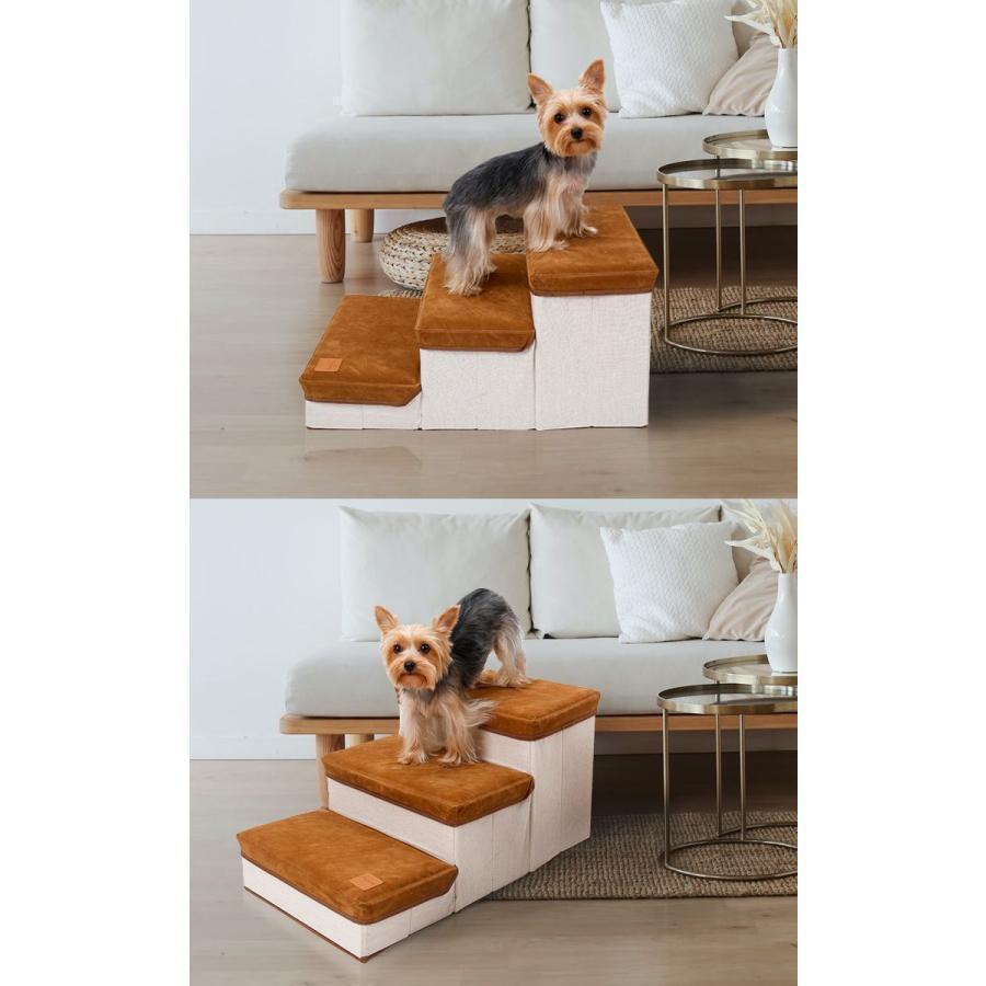 最新アイテムドッグステップ 3段 折りたたみ 階段 スエード調 犬 ステップ 高齢犬 犬用 収納 シニア犬 ペットステップ 犬用 幅35cm 折り畳み  ヘルスケア、介護用品