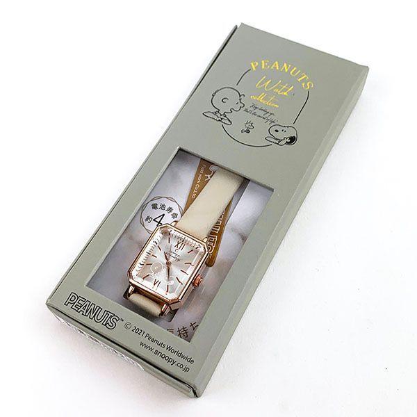 SNOOPY（スヌーピー） スクエアガラスウォッチ ホワイト 日本製 腕時計