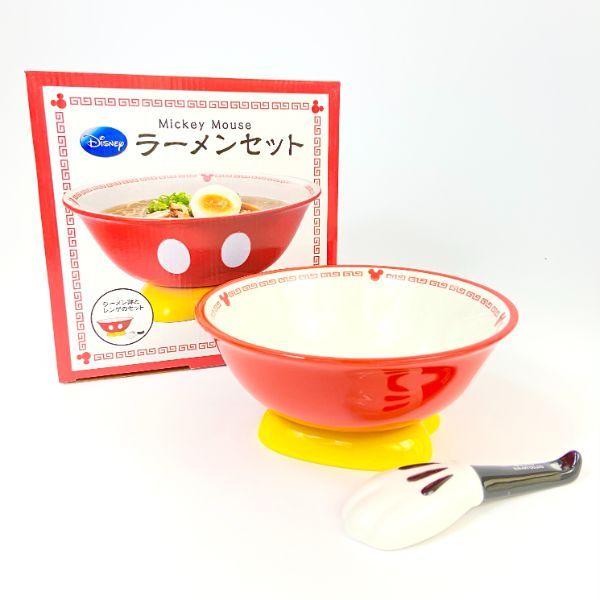 ディズニー ミッキーマウス ラーメンセット 鉢 食器 Disney レッド グッズ｜perfectworld-tokyo