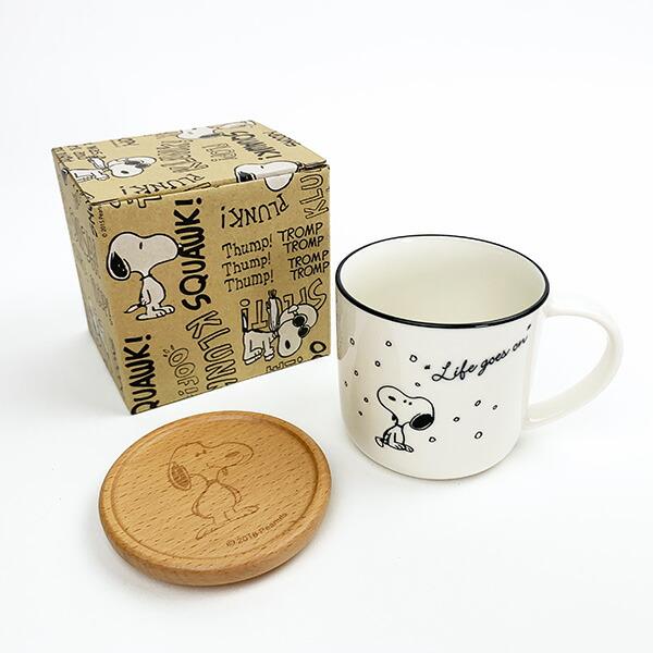 SNOOPY スヌーピー コースター付 マグ ホワイト マグカップ SNOOPY スヌーピー コースター付 マグ ホワイト マグカップ