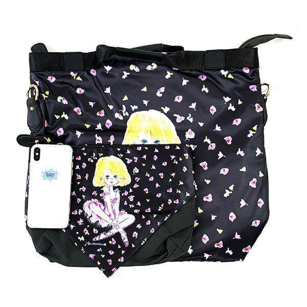 水森亜土 SAC スカーフ親子バッグ BK バレエ ショルダーバッグ ポーチ