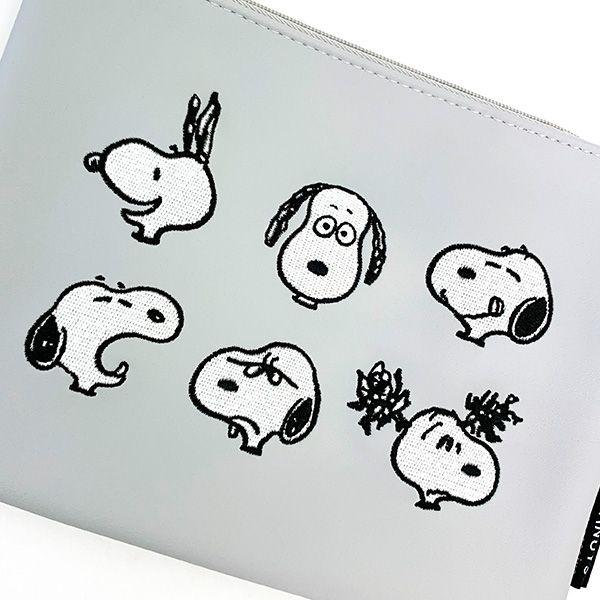 スヌーピータウン　神戸　フラットポーチ　ランチョンマット SNOOPY スヌーピー PEANUTS フラットポーチ ユニーク GY グレー