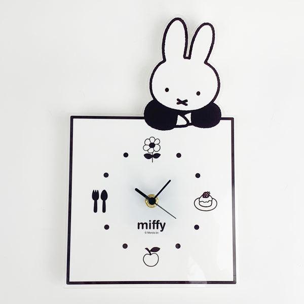 ミッフィー グッズ MIFFY インテリアクロック のっかり BK モノクロ 時計(PWOR) の商品画像
