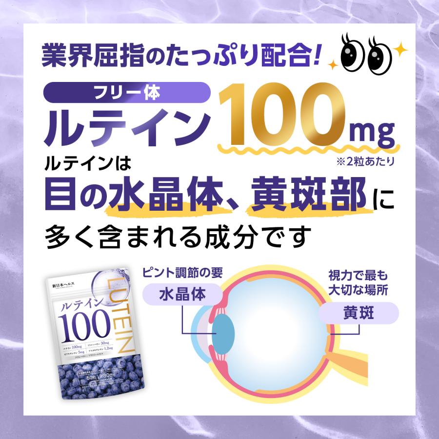 ルテイン 100mg クランベリー ブルーベリー30mg ビルベリー アサイー ゼアキサンチン5mg サプリメント 目 高濃度｜perform-milim｜05