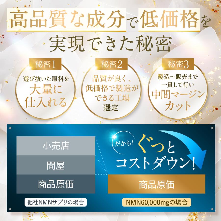 NMN 60,000mg 日本製 高純度99.9% 180カプセル 約60日分 耐酸性