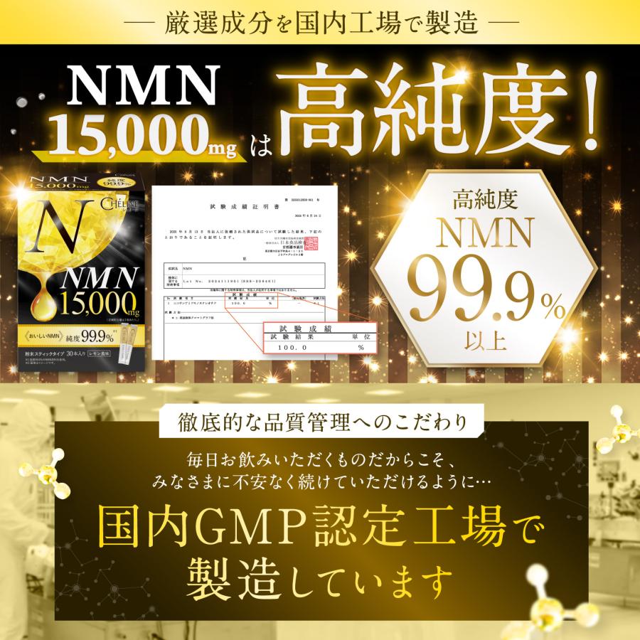 NMN【飲む美容点滴】美味しい 15,000mg 高純度99.9% 国内GMP認定